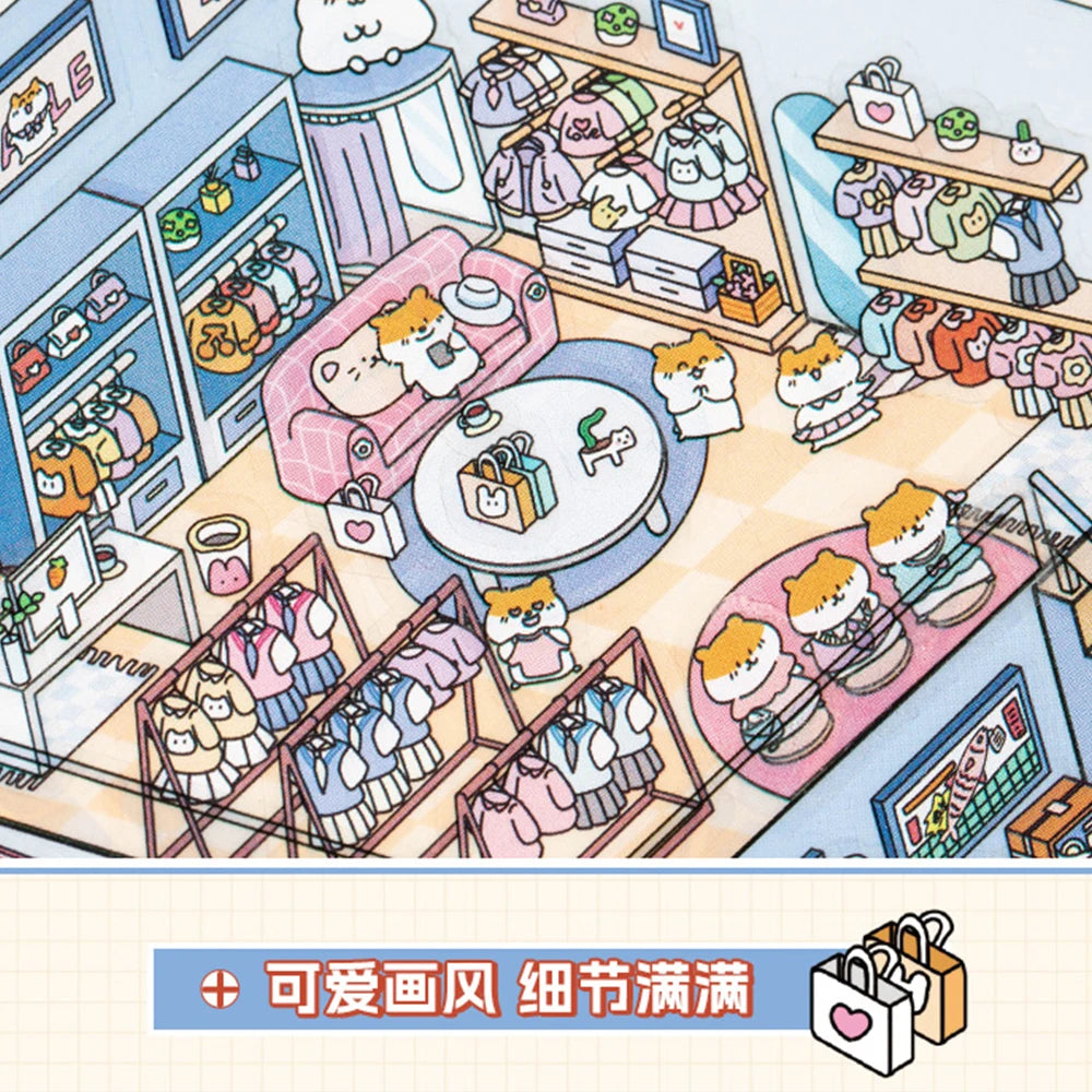 Sticker 3D SuperMarket et BookShop : 2 scènes miniatures
