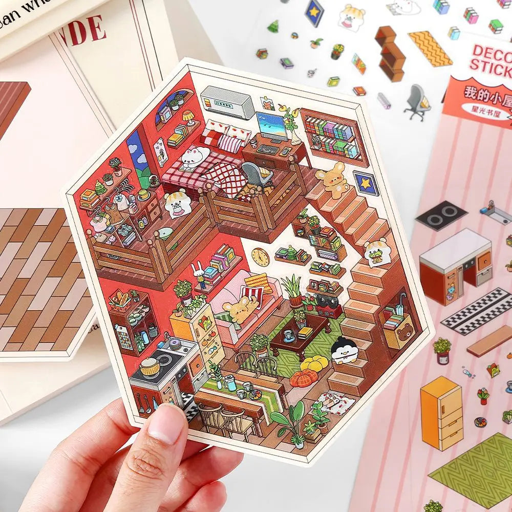 Sticker 3D Maisons d'animaux : 4 scènes miniatures