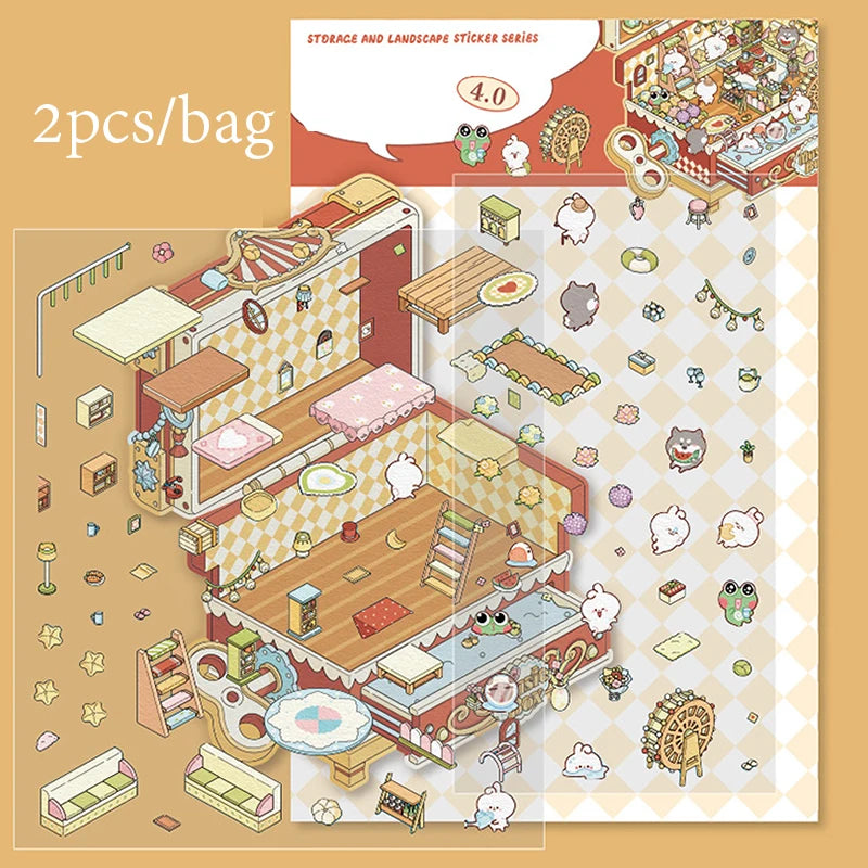 Sticker 3D des mondes cachés : 4 scènes miniatures