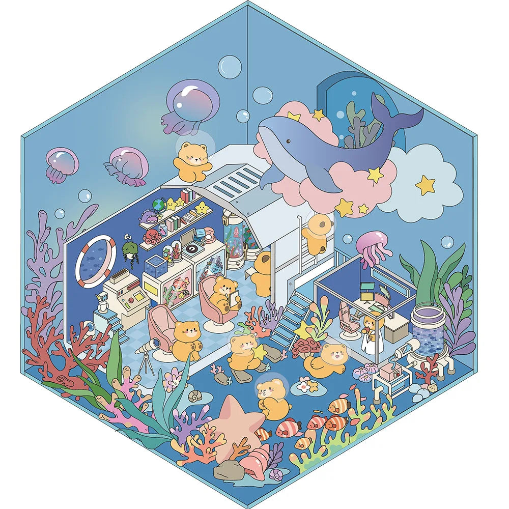 Sticker 3D des mondes fantastiques : 4 scènes miniatures