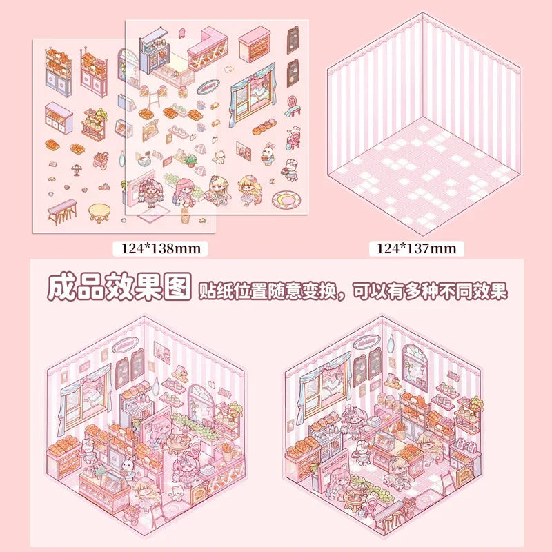 Sticker 3D de petits commerces d'animaux : 5 scènes miniatures
