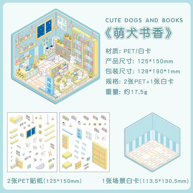 Sticker 3D Mix d'animaux : 8 scènes miniatures