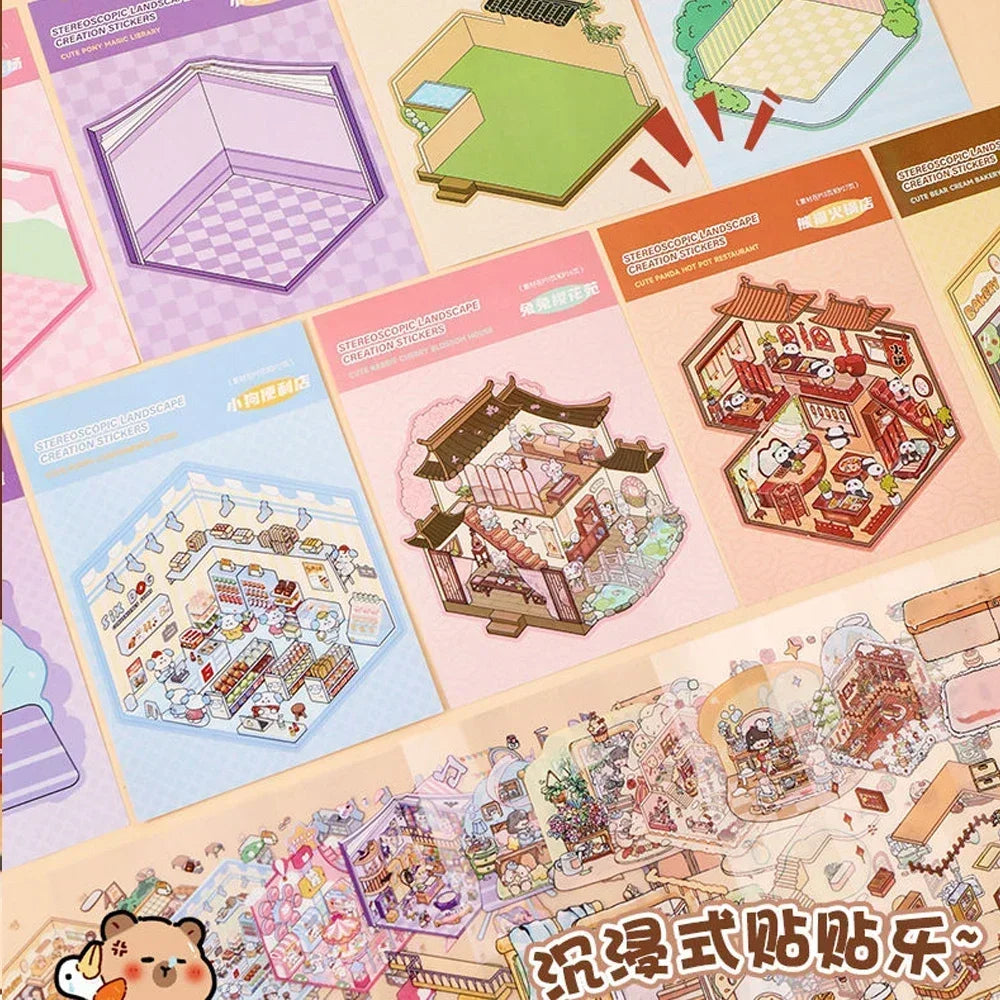 Livre de Stickers 3D : 20 scènes miniatures différentes