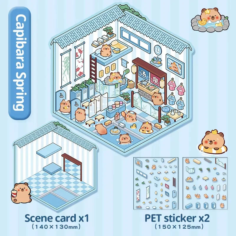 Sticker 3D Mix d'animaux : 4 scènes miniatures