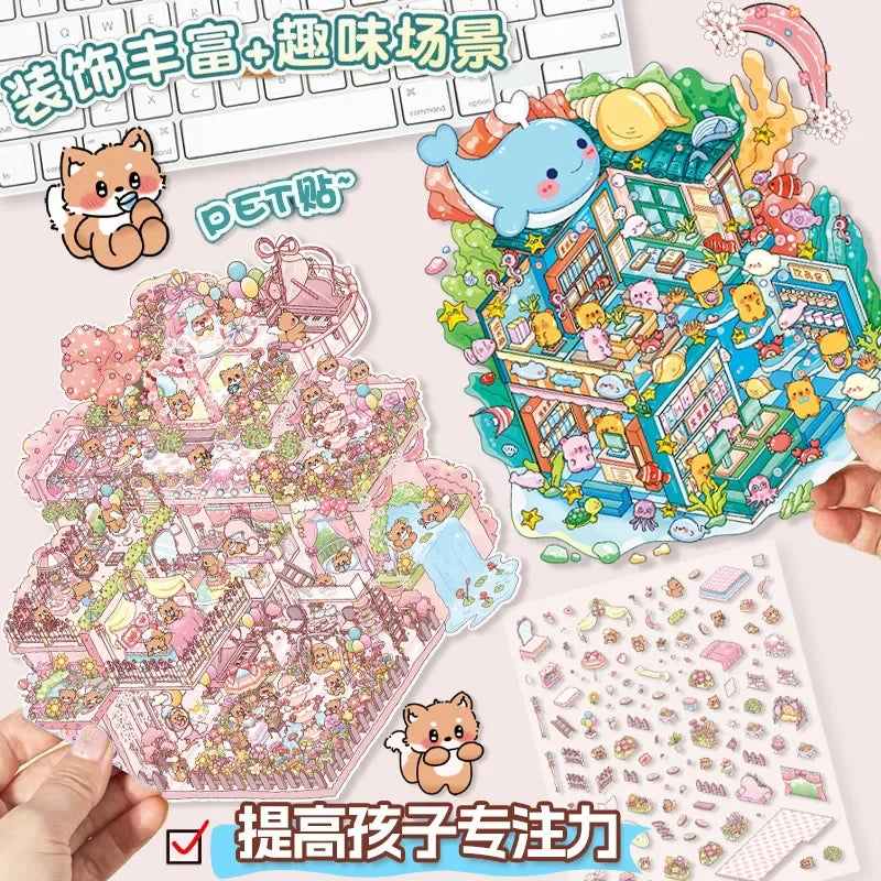 Sticker 3D Les mondes merveilleux : 4 scènes miniatures