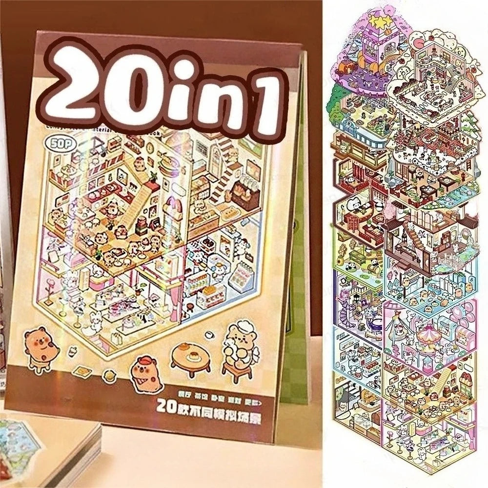 Livre de Stickers 3D : 20 scènes miniatures différentes