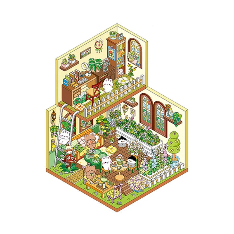 Sticker 3D Maisons d'animaux : 4 scènes miniatures