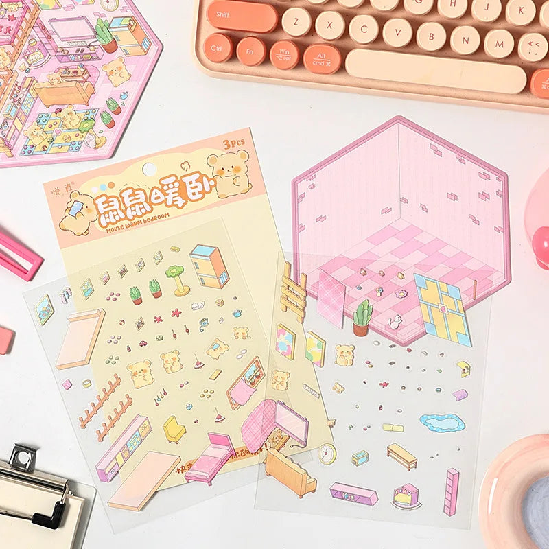 Sticker 3D Mix d'animaux : 8 scènes miniatures