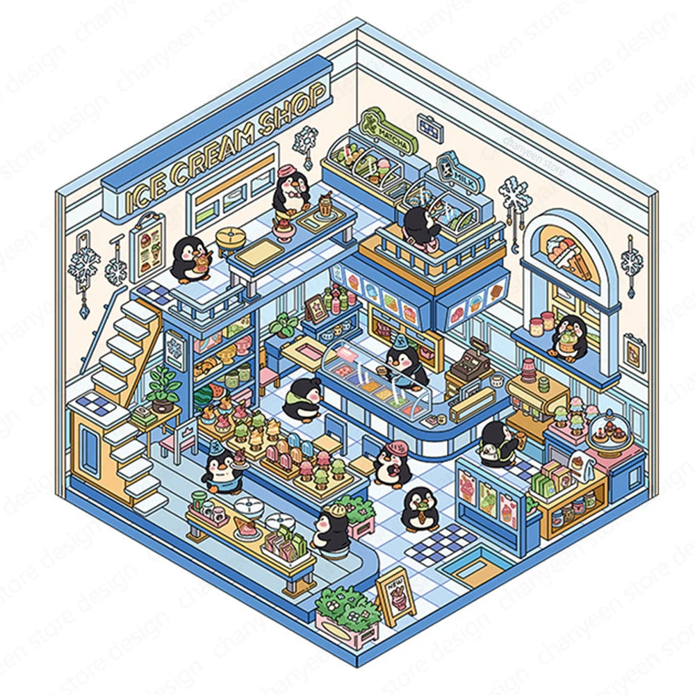 Sticker 3D Mix d'animaux : 4 scènes miniatures