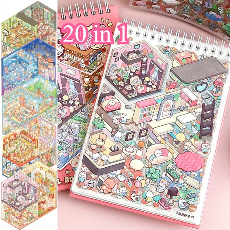 Livre de Stickers 3D : 20 scènes miniatures différentes