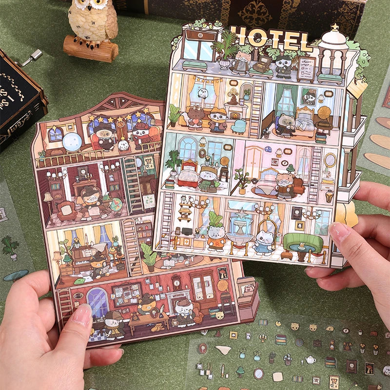 Sticker 3D Appartements et Hôtels : 4 scènes miniatures