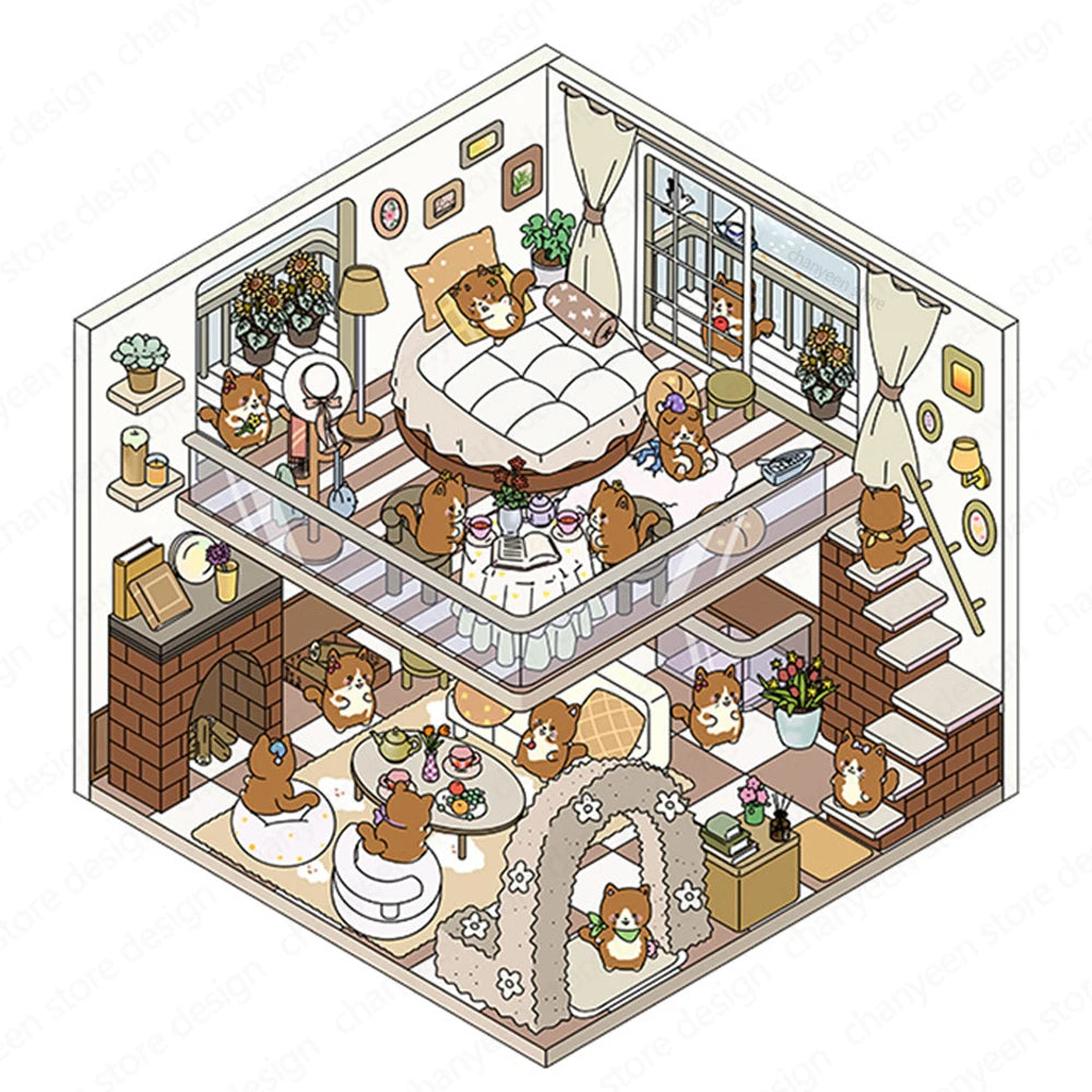 Sticker 3D Mix d'animaux : 4 scènes miniatures