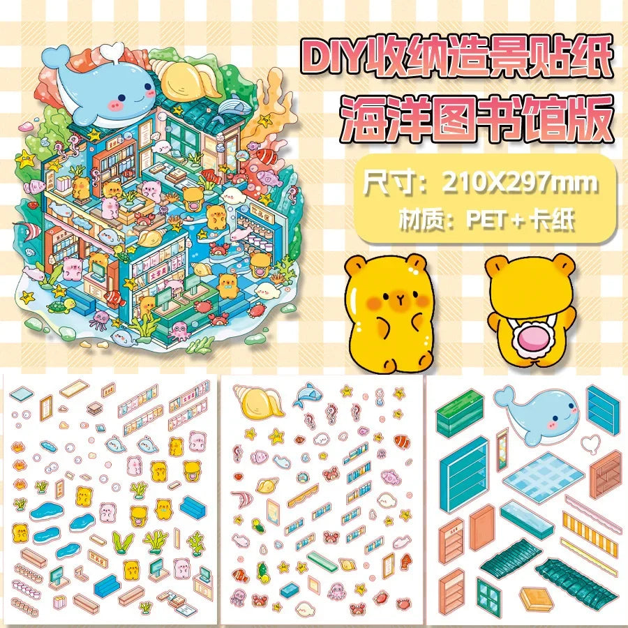 Sticker 3D Les mondes merveilleux : 4 scènes miniatures