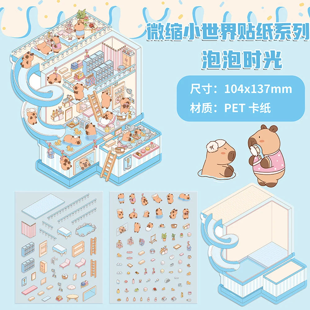 Sticker 3D Bus Spéciale Capybara : 2 scènes miniatures