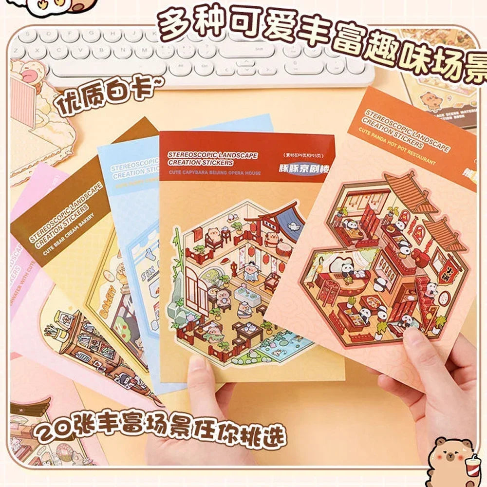 Livre de Stickers 3D : 20 scènes miniatures différentes