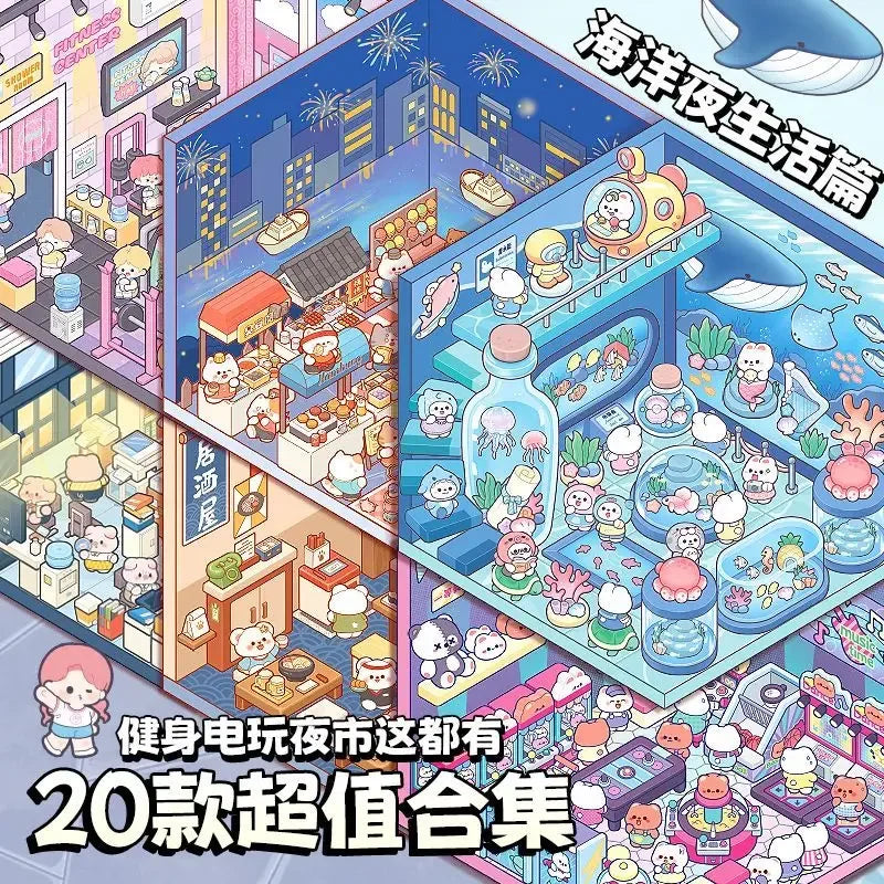 Livre de Stickers 3D : 20 scènes miniatures différentes