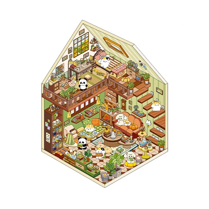 Sticker 3D Maisons d'animaux : 4 scènes miniatures