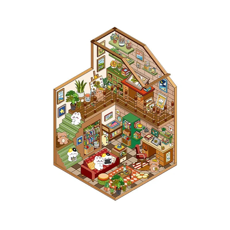 Sticker 3D Maisons d'animaux : 4 scènes miniatures