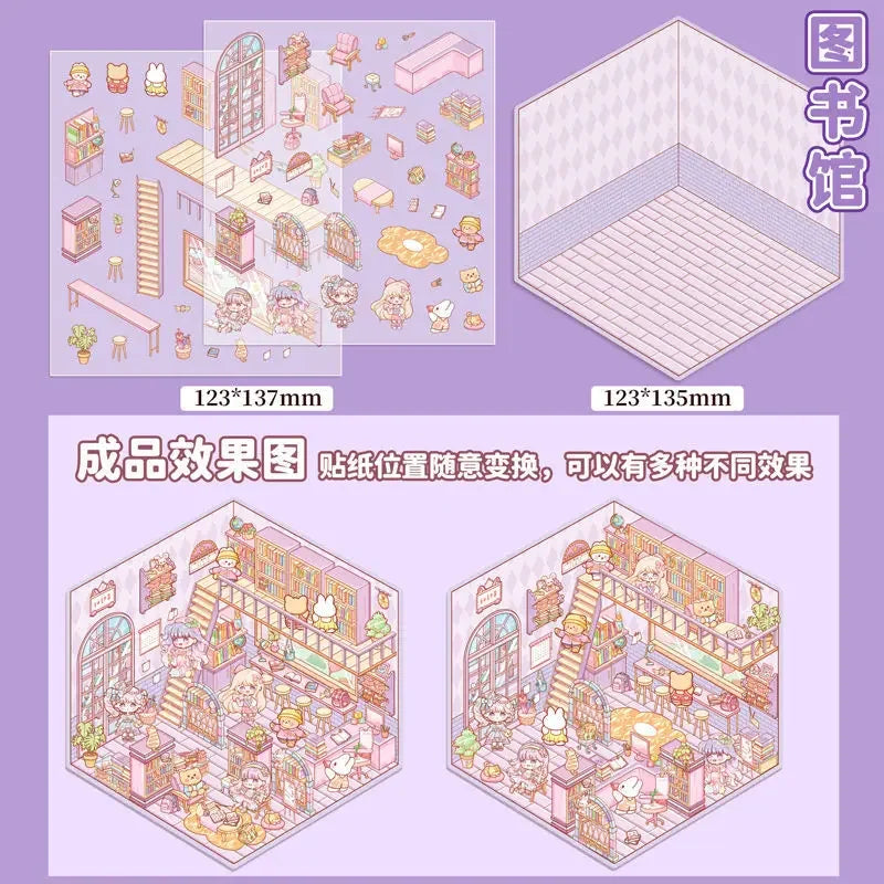 Sticker 3D de petits commerces d'animaux : 5 scènes miniatures