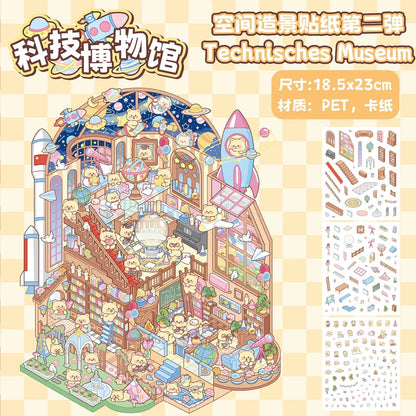 Sticker 3D Les mondes d'animaux : 4 scènes miniatures