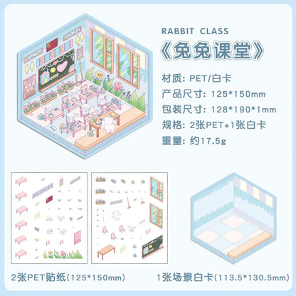Sticker 3D Mix d'animaux : 8 scènes miniatures