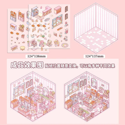 Sticker 3D de petits commerces d'animaux : 5 scènes miniatures
