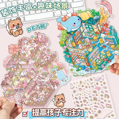 Sticker 3D Les mondes merveilleux : 4 scènes miniatures