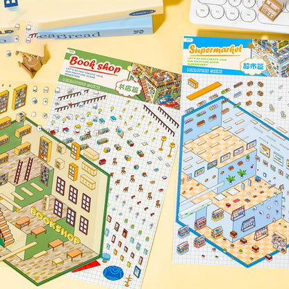 Sticker 3D SuperMarket et BookShop : 2 scènes miniatures