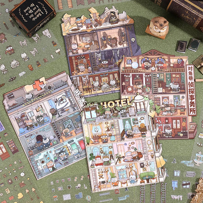 Sticker 3D Appartements et Hôtels : 4 scènes miniatures
