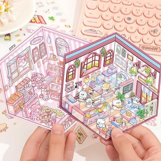 Sticker 3D de petits commerces d'animaux : 5 scènes miniatures