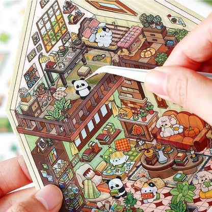 Sticker 3D Maisons d'animaux : 4 scènes miniatures