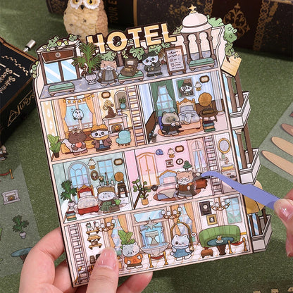 Sticker 3D Appartements et Hôtels : 4 scènes miniatures