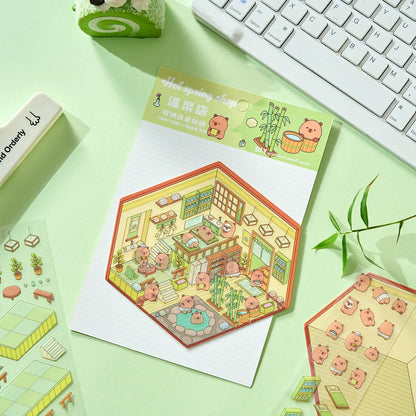 Sticker 3D Spéciale Capybara : 4 scènes miniatures