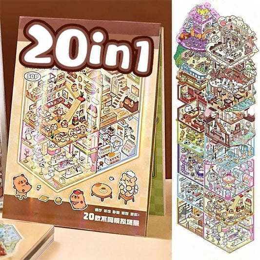 Livre de Stickers 3D : 20 scènes miniatures différentes