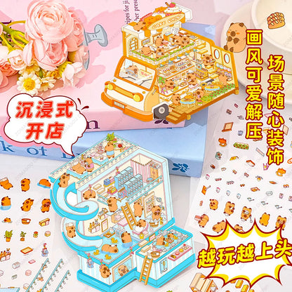 Sticker 3D Bus Spéciale Capybara : 2 scènes miniatures