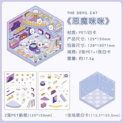 Sticker 3D Mix d'animaux : 8 scènes miniatures