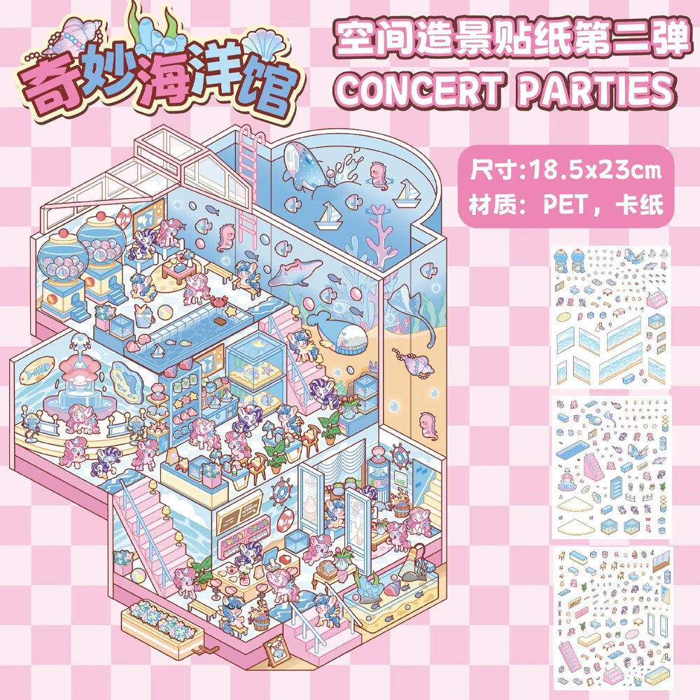 Sticker 3D Les mondes d'animaux : 4 scènes miniatures