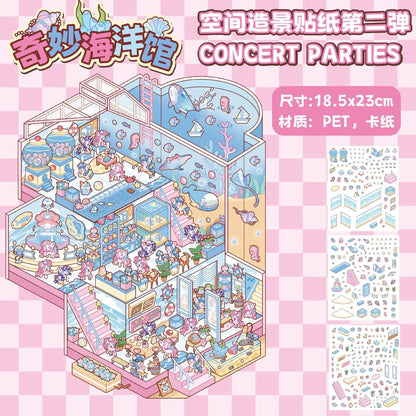 Sticker 3D Les mondes d'animaux : 4 scènes miniatures