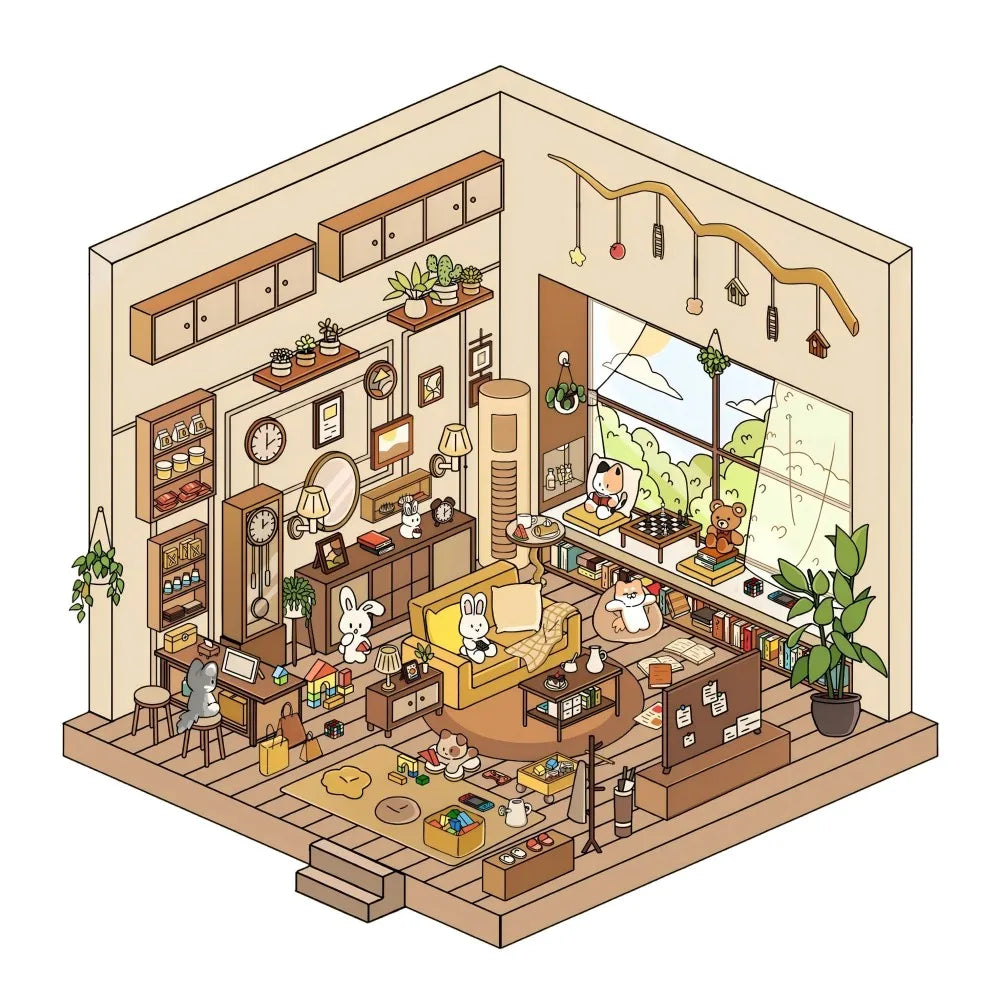 Sticker 3D Petites maisons d'animaux : 4 scènes miniatures