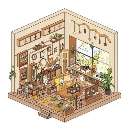 Sticker 3D Petites maisons d'animaux : 4 scènes miniatures