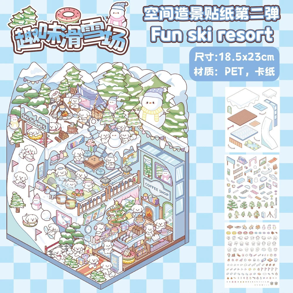 Sticker 3D Les mondes d'animaux : 4 scènes miniatures