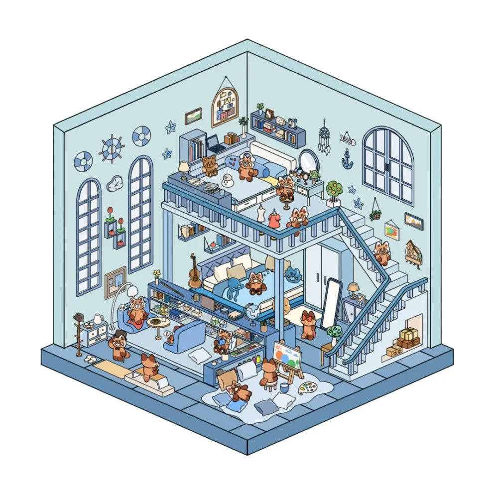 Sticker 3D Petites maisons d'animaux : 4 scènes miniatures