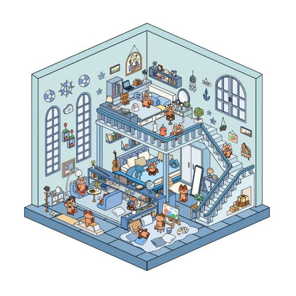 Sticker 3D Petites maisons d'animaux : 4 scènes miniatures