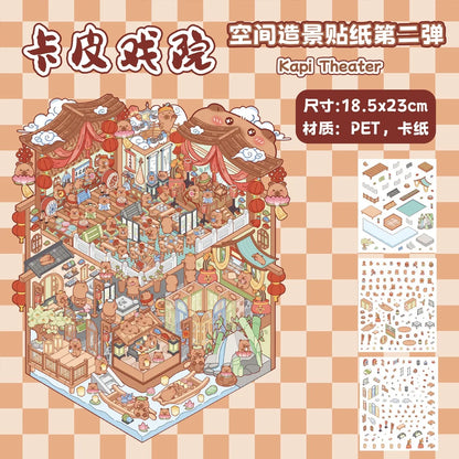 Sticker 3D Les mondes d'animaux : 4 scènes miniatures