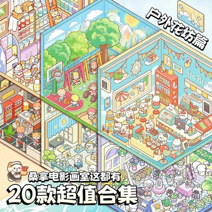 Livre de Stickers 3D : 20 scènes miniatures différentes
