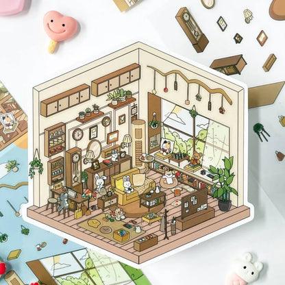 Sticker 3D Petites maisons d'animaux : 4 scènes miniatures