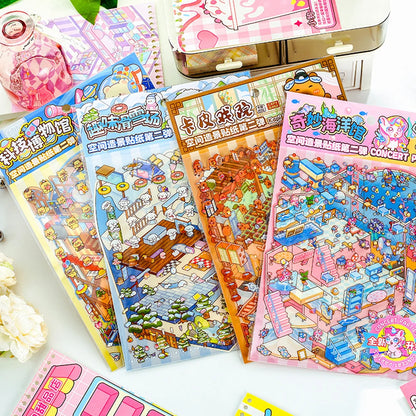 Sticker 3D Les mondes d'animaux : 4 scènes miniatures