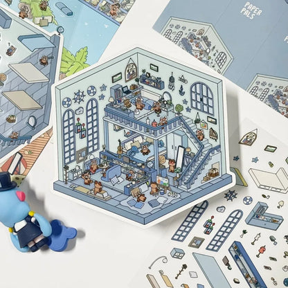 Sticker 3D Petites maisons d'animaux : 4 scènes miniatures