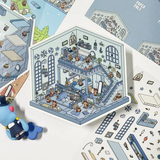 Sticker 3D Petites maisons d'animaux : 4 scènes miniatures