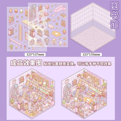 Sticker 3D de petits commerces d'animaux : 5 scènes miniatures